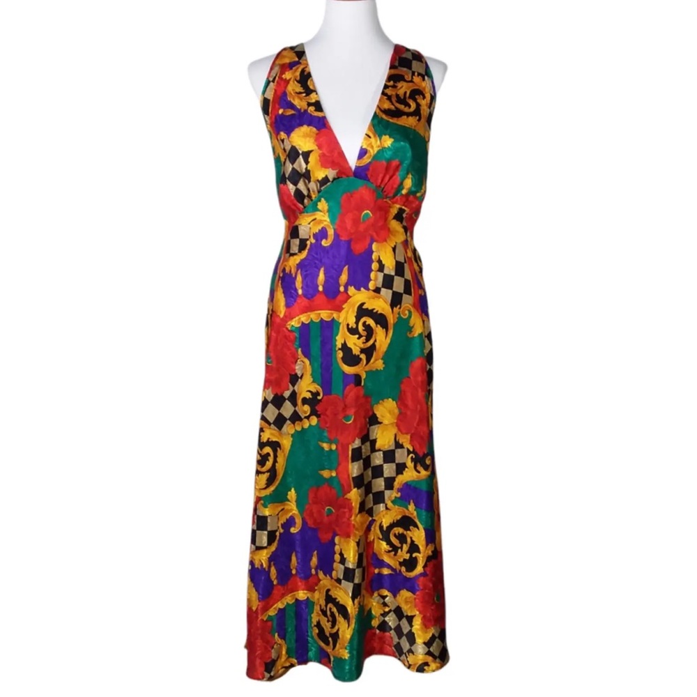 Vintage 80s Val Mode Lingerie Maxi Slip Dress Size Medium Nightgown USA